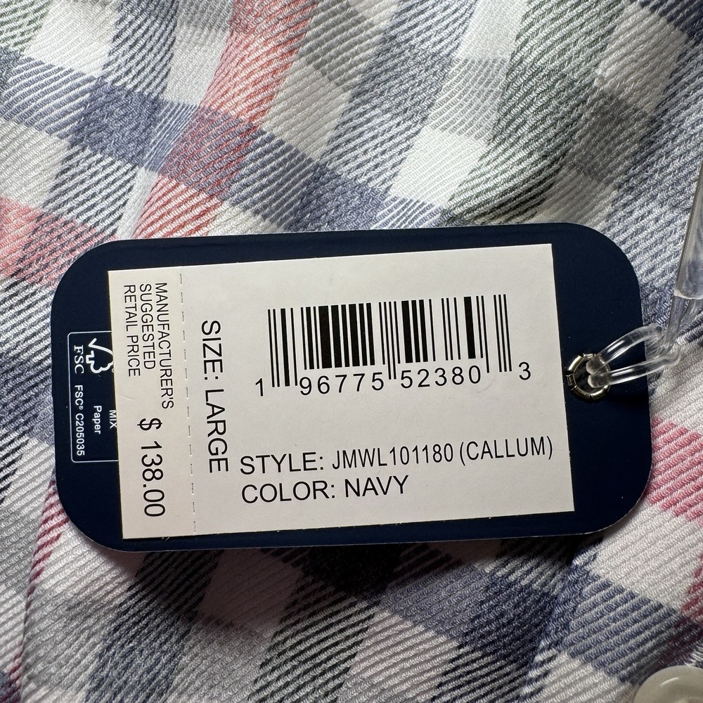 Johnnie O Performance Shirt L Large Callum Long Button Multicolor Plaid Bamboo - Picture 2 of 11